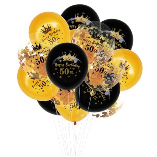COOLHIYA 15St Geburtstag Luftballons Girlandendekor schwarzer Ballon Zahlenballons Golddekor zahlen luftballon Konfetti Geburtstagsballons Latexballons Emulsion einstellen Kranz von COOLHIYA