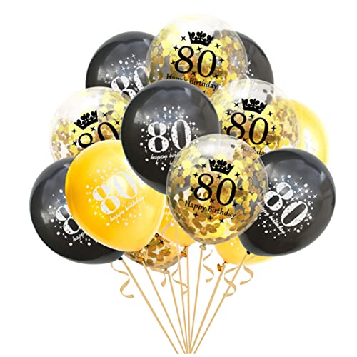 COOLHIYA 15st Metallballons Gold Luftballons Zum 80. Geburtstag 18 Jährige Geburtstagsdekorationen 80 Zahlenballons Alles Zum 80. Geburtstag Dekorationen Farben Geschenk Aufblasbar von COOLHIYA