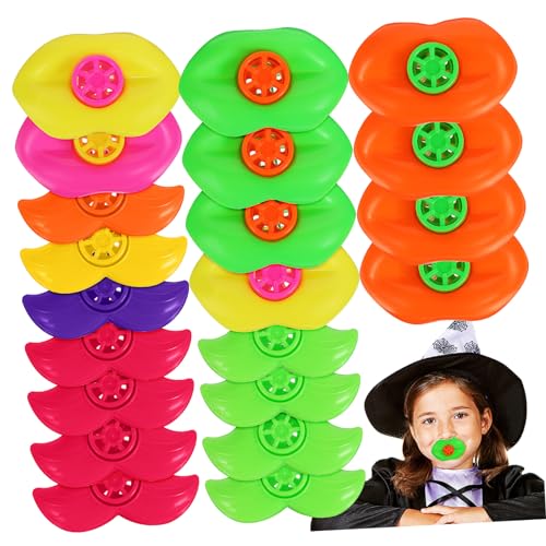 COOLHIYA 20 Stück Teiliges Party Pfeifenset mit Bunten Lippen und Schnurrbart Whistles aus Sicherem Kinderfreundliches für Fasching Geburtstagsfeiern und Lustige Trötenmomente von COOLHIYA