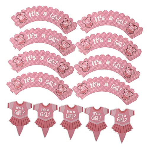 COOLHIYA 24st Dekorationen Für Die Babyparty Geschenkpapier Für Jungen Geschlecht Offenbaren Cupcake-topper Für Die Babyparty Dessert Auswählen Fruchtdekor Kuchen Rosa Nachtisch von COOLHIYA