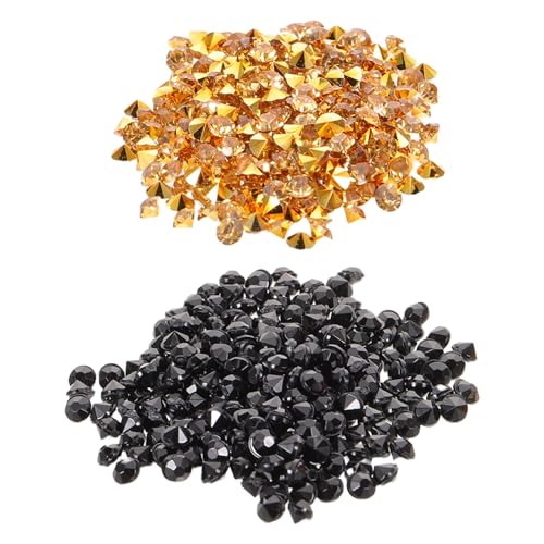 COOLHIYA 2er-Pack Acryl-Diamanten, Edelsteine, goldene Kunstkristalle, Vasenfüller, Diamanten, Tischstreu-Konfetti-Kristalle, kleine Kunststeine für die Dekoration von Hochzeitsfeiern von COOLHIYA