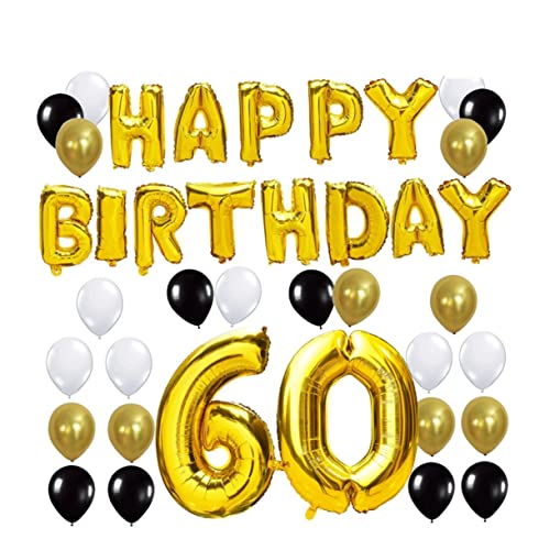 COOLHIYA 39 Stück 60 Luftballons Golddekor Zahlenballons Latexballons Geburtstagsparty-Zubehör Partyballons Emulsion einstellen alles zum Geburtstag schmücken von COOLHIYA