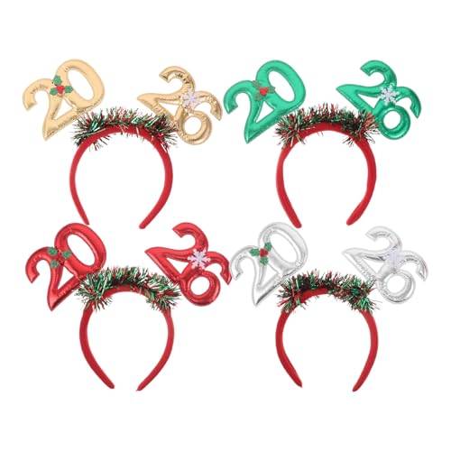 COOLHIYA 4-teiliges Stirnband 2026: Frohes neues Jahr, Stirnband, Weihnachtsparty-Tiara – Schneeflocken-Beeren-Haarreif, Partygeschenk für Kostüme, Silvester, Foto-Requisiten COOLHIYA 4-teiliges Stirnband 2026: Frohes neues Jahr, Stirnband, Weihnachtsparty-Tiara – Schneeflocken-Beeren-Haarreif, Partygeschenk für Kostüme, Silvester, Foto-Requisiten von COOLHIYA