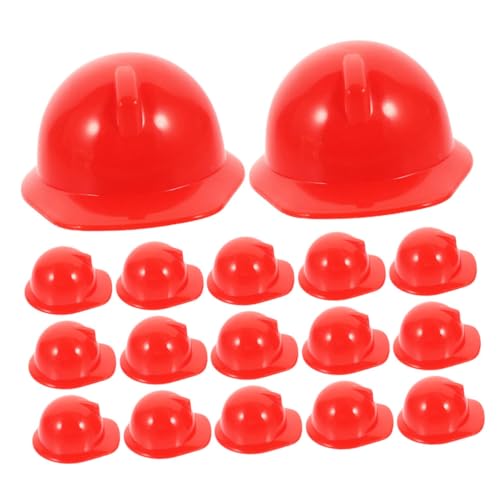 COOLHIYA Plastikpuppen 40St Mini-Bauhut Mini-Helm Bauhut Mini, Hühnerhelm Kappen Schutzhelme Mini-Puppenhelm Bau-Partyhut Mini Miniatur Bau Hut Zubehör Baby Kind Dekorationen Plastik rot von COOLHIYA