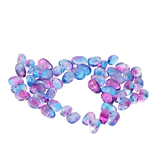 COOLHIYA 50 Stück Wassertröpfchen Glasperlen Quasten Anhänger Handgemachtes DIY Material für Haarschmuck und Bastelarbeiten Blau Farbverlauf von COOLHIYA