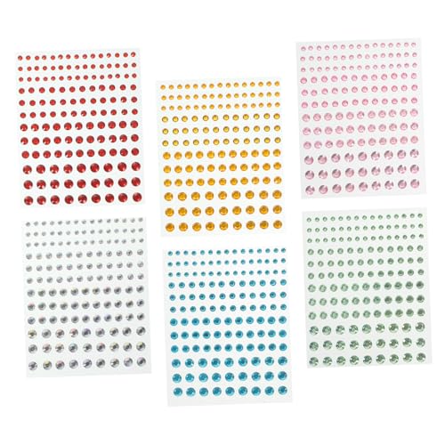 COOLHIYA 6 Blätter Bling Strasssteine Aufkleber Selbstklebende Bunte Sticker für Gesicht Nägel Diy Schmuck und Handwerk Farbige Bling Kleber Langlebig und Vielseitig von COOLHIYA