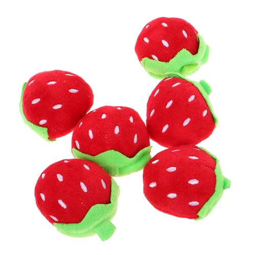 COOLHIYA 6 Stück Mini Erdbeer Plüschspielzeug Soft Plush Fruchtspielzeug für Junge Mädchen Geburtstagsgeschenke Weihnachten Halloween und DIY Dekorationen von COOLHIYA