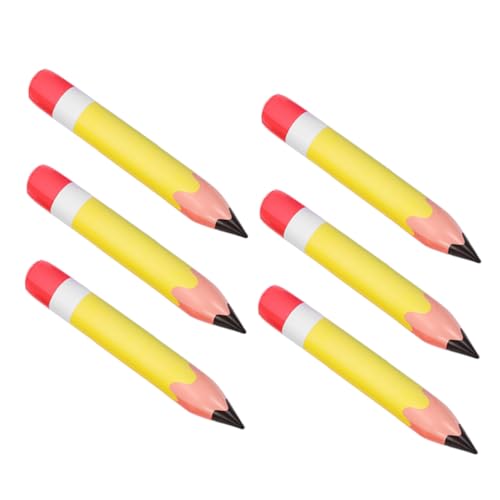 COOLHIYA 6 Stück Teiliges PVC Aufblasbares Bleistift Deko Gelb Realistische Farbgestaltung Leichte und Sichere Klassenzimmer Dekoration für Schulanfang Party und Vielseitige Raumgestaltung von COOLHIYA