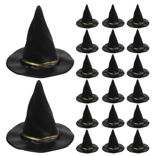 COOLHIYA 72 Stück Halloween-Hexenhüte: Miniatur-Zaubererhüte aus Kunststoff – Dekorative Aufsätze für Halloween-Partys – Bastelzubehör zum Selbermachen, Mini-Zubehör für schwarze Hexen von COOLHIYA