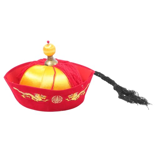 COOLHIYA Chinesischer Kaiserhut mit Zöpfen Dekorativer Orientalischer Cosplay Hut für Erwachsene Leichte Bühne und Party Requisite Geeignet für Kostüm Fasching Fotoshooting von COOLHIYA