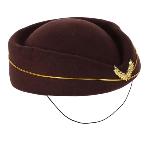 COOLHIYA Eleganter Airline Attendant Hut Damen Filzhut Leicht Uniform Mütze Ergonomisch Cosplay Bühnenhut Braun COOLHIYA Eleganter Airline Attendant Hut Damen Filzhut Leicht Uniform Mütze Ergonomisch Cosplay Bühnenhut Braun von COOLHIYA