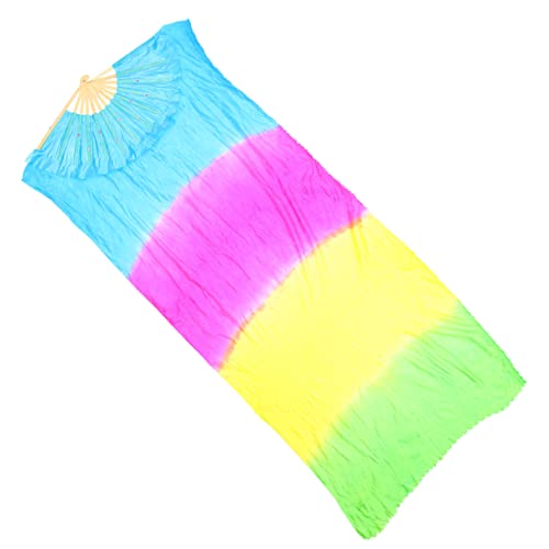COOLHIYA Langfaltbarer Bauchtanzfächer aus Seide mit Bambusgestell Leichter Eleganter Tanzfächer Vierfarbigem Farbverlauf Flexibel und Langlebig für Bauchtanz und Yangko Fan Performance COOLHIYA Langfaltbarer Bauchtanzfächer aus Seide mit Bambusgestell Leichter Eleganter Tanzfächer Vierfarbigem Farbverlauf Flexibel und Langlebig für Bauchtanz und Yangko Fan Performance von COOLHIYA