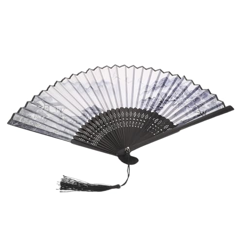 COOLHIYA Traditioneller Chinesischer Handfächer mit Quasten Tragbar für Hochzeiten Festivals Tanz und Dekorative Fächer für Frauen und Mädchen von COOLHIYA