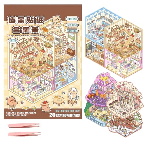 COONE 20er Set 3D Haus Sticker Buch, DIY Miniatur Räume Szenen Aufkleber, Kreatives Geschenk für Erwachsene und Kinder von COONE