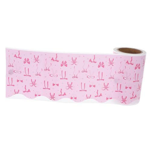 COOPHYA 1 Rolle Schleifenrandaufkleber Abnehmbarer Randbesatz Tafelrandaufkleber Pinnwand Randaufkleber Klassenzimmerrand Wandschleifenaufkleber Beschichtete Papieraufkleber Rosa von COOPHYA