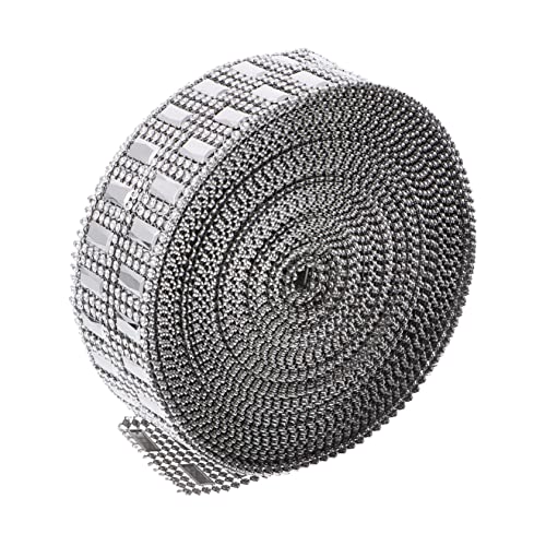 COOPHYA 1 Rolle Strassband Rolle mit Reihen Funkelndes Bling Ribbon für DIY Bastelprojekte Yards Silberfarbene Dekoration für Partys Hochzeiten und Kunsthandwerk von COOPHYA