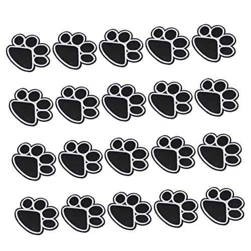 COOPHYA 1 Satz Aufkleber Für Hundepfoten Haustier Paw Print Sew -patches Bulldogge-patch Schwarz Dog Print Aufklebebuchstaben Bügelflicken Für Jeans Bestickte Patches Stoff Black 20 Stück von COOPHYA