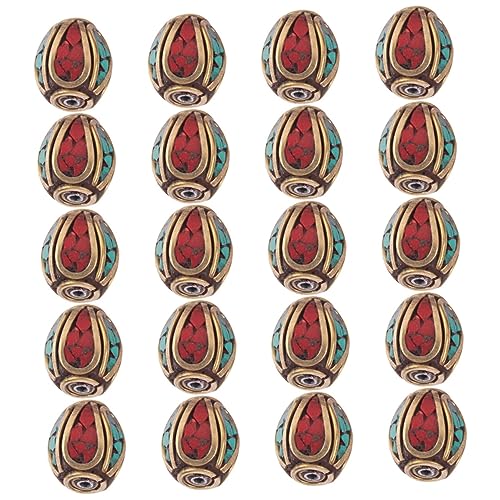 COOPHYA 1 Satz Nepal Stil Buddha Spacer Perlen Handgemachte Diy Perlen Für Schmuckherstellung Grüne Türkis Für Armbänder Und 20 Stück von COOPHYA