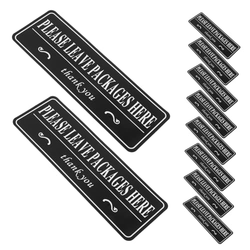 COOPHYA 10 Blätter Und Aufkleber Mit Lageretiketten Shop Paketaufkleber Pakete Hier Ablegen Schild Paket Drop Tag Vinyl Paketschild Bedruckte Türaufkleber Papier Schwarz von COOPHYA