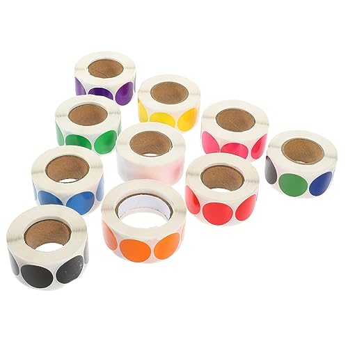COOPHYA 10 Rollen Farbpunktaufkleber, Dekorative Klebeetiketten, Farbcodierungsetiketten, Farbige Aufkleber, Kleine Bunte Punktaufkleber, Runde Farbcodierungsetiketten, Punktaufkleber, von COOPHYA