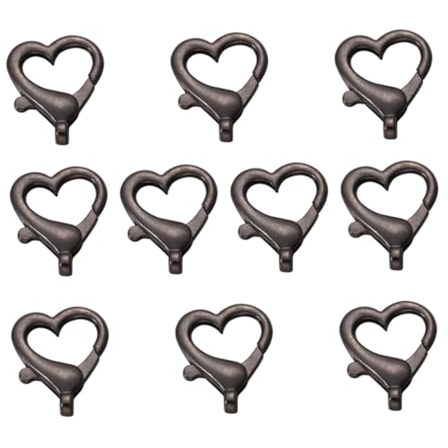 COOPHYA 10 Stück Handgemachte Zubehörteile für Diy Taschen und Koffer Metallschnallen Herzform Schwarz Nr für Armbänder Schlüsselringe und Mehr von COOPHYA