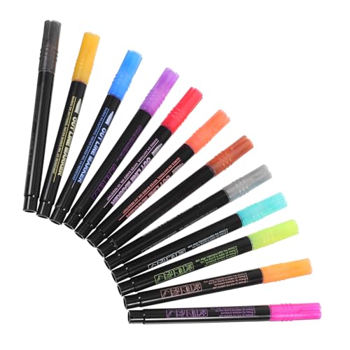 COOPHYA 12 Stück Teiliges Glitzer Marker Doppellinien Stifte für Metallic Outline Pens für Basteln Scrapbooking und Projekte von COOPHYA