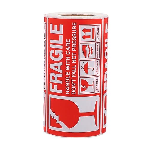 COOPHYA 1Rolle Einstellbare Fragile Aufkleber Selbstklebende Warnaufkleber für Versand Umzug Hochwertiges Papiermaterial Für Verschiedene Oberflächen Rot von COOPHYA