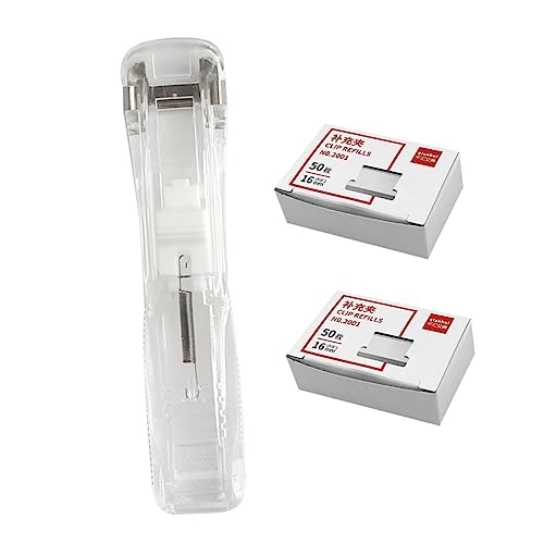 COOPHYA 1Satz Kreativer Hefter ohne Tragbarer Clam Clip Dispenser mit Clips für Büro und Schule Transparentes Design für Dokumentenorganisation von COOPHYA