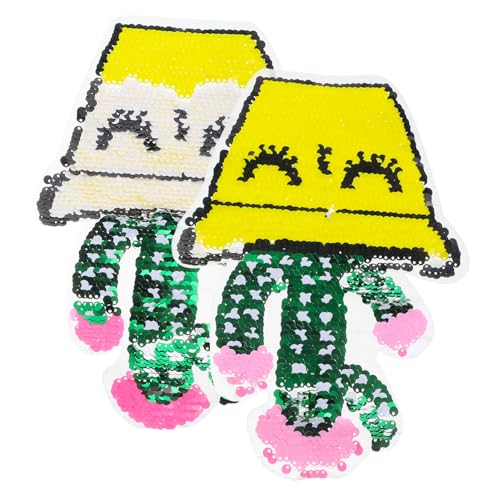 COOPHYA 2 Stück Kaktus-Stoff aufkleber cute sticker süße sticker wanddeckoration wandverkleidung bastelutensilien Kleiderapplikation Kleideraufnäher Kleiderbeutel-Patch Cartoon-Patch Green von COOPHYA