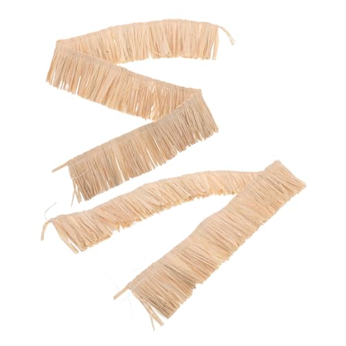 COOPHYA 2 Stücke Diy Bastelprojekte mit Fransenborte für Luau Partydekorationen Natürliche Raffia für Sommermode und Anwendungen Handgefertigte Accessoires von COOPHYA