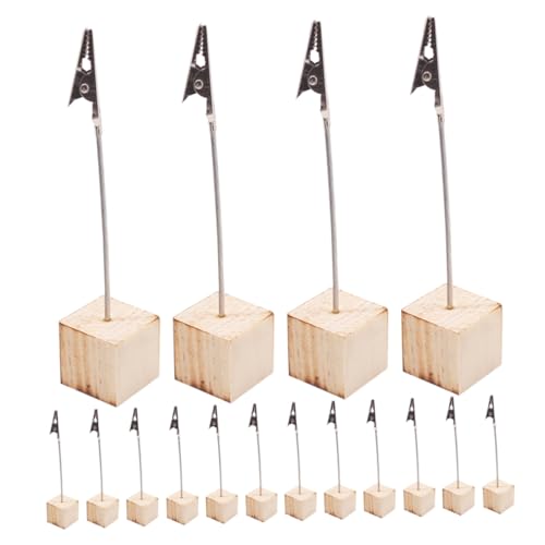 COOPHYA 24 Stück Memo-clips Aus Holz, Halter Für Tischnummern, Tischkartenhalter, Leichte Holzwürfelbasis, Memo-foto-bild-papier- -clip, Hellgelb von COOPHYA