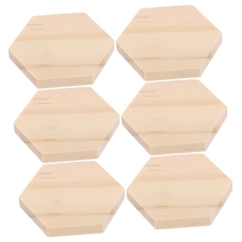 COOPHYA 25 Stück Sechseckige Holzspäne, Holzscheiben, Holzanhänger, Unvollendete Holzanhänger, Unvollendete Holzausschnitte, Unvollendete Leere Holzscheiben, Holzhandwerk, Unvollendet von COOPHYA