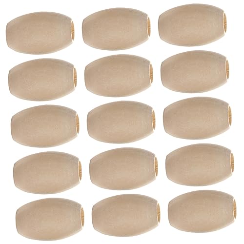 COOPHYA 30 Stück Oval Holzperlen Diy Schmuckperlen für Armbänder und Naturholz Perlen Große Unvollendete Holzperlen für Bastelprojekte von COOPHYA
