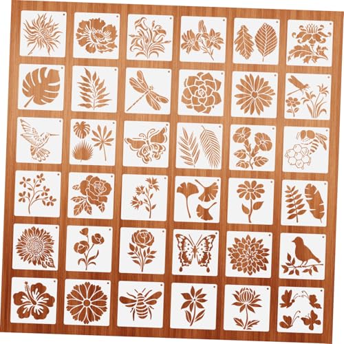 COOPHYA 36Stücke Malerei Schablonen für Pflanzen und Bienen Wiederverwendbare Vorlagen für Holz Wanddekoration und DIY Handwerk für Projekte von COOPHYA
