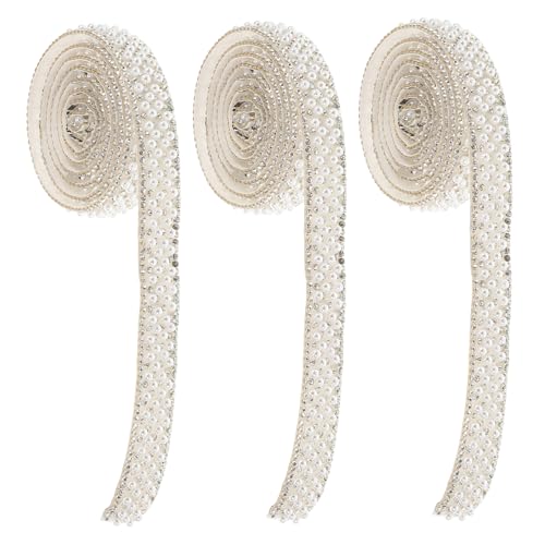 COOPHYA 3Rollen Perlenstrassband Selbstklebendes Rhinestone Trim für Diy und Geburtstagsdekorationen Vielseitige Bastelprojekte und Accessoires von COOPHYA