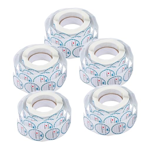 COOPHYA 5 Rollen Runde Handgemachte Aufkleber Selbstklebende Beschreibbar für Einmachgläser Backverpackung und Handwerksbedarf für Kleine Unternehmen und Stilvolle Präsentation von COOPHYA