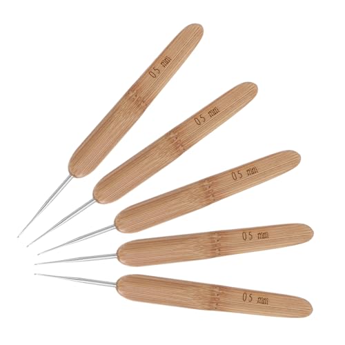COOPHYA 5 Stück Teiliges Dreadlocks Häkelnadel mit Holzgriff Single Hook Praktisches Werkzeug für Haarflechten Zopfgestaltung und Perücken Langlebig und Vielseitig Einsetzbar von COOPHYA