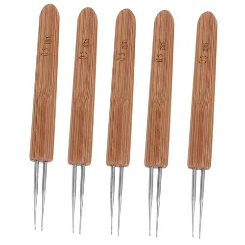 COOPHYA 5 Stück Teiliges Dreadlocks Häkelnadeln Doppelhaken Bambusgriff Ergonomisch Leicht für Haarflechten und Braid Craft Pflege Geeignet Kompakt und Langlebig von COOPHYA