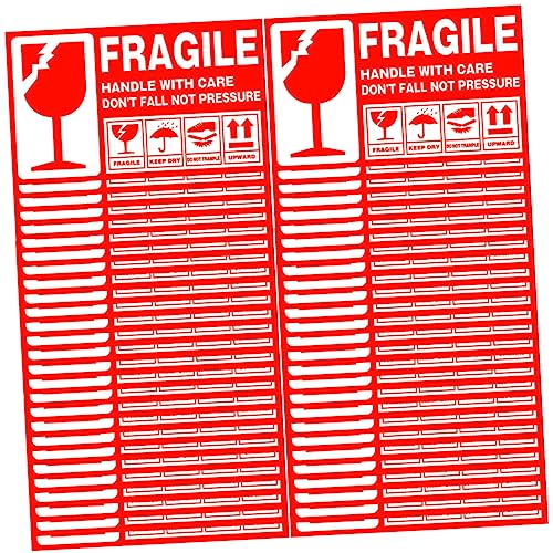 COOPHYA 500 Stück Zerbrechlichkeitsetiketten, Verpackung, Zerbrechliches Klebeband, Versand Und Handhabungsetiketten, Versandwarnaufkleber, Zerbrechlichkeitsaufkleber Für Verpackungen, von COOPHYA