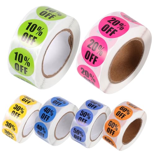 COOPHYA 6 Rollen Runde Rabattaufkleber Preisschilder für Einzelhandel Selbstklebende Etiketten Farbige Kennzeichnungen Einfach zu Verwenden für Supermärkte und Geschäfte COOPHYA 6 Rollen Runde Rabattaufkleber Preisschilder für Einzelhandel Selbstklebende Etiketten Farbige Kennzeichnungen Einfach zu Verwenden für Supermärkte und Geschäfte von COOPHYA