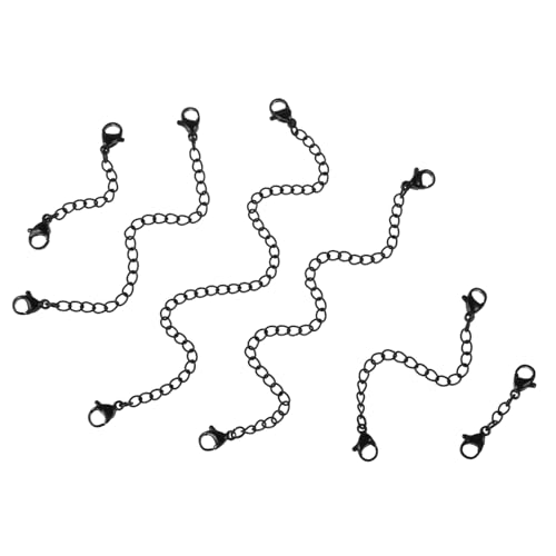 COOPHYA 6 Stück Teiliges Edelstahl Verlängerungsketten mit Schwarzem Karabinerverschluss Robuste Schmuck-extender für Halsketten und Armbänder DIY Einfache Verbindung und Sicherer Halt von COOPHYA