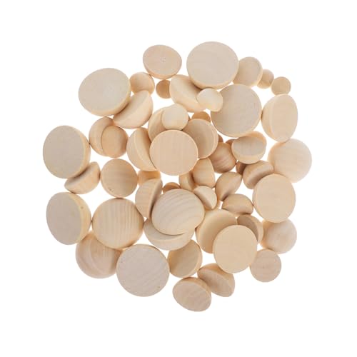 COOPHYA 60 Stück Holzperlen Zubehör, Halbrunde Holzperlen, Runde Halbe Holzkugeln, Mini Halbkugel Perlen, DIY Perlen, Halbe Bastelkugeln, Holzperlen Zum Basteln, Kugeln Zum Basteln, von COOPHYA