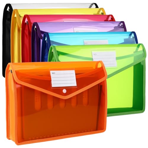 COOPHYA 7 Stück Plastiktüte Knopfschnalle transparente Schreibwarentasche Aktentasche mit Knopf transparente Taste ordner Kunststoffmappen mit Verschluss Aktentaschen für Büromaterial von COOPHYA