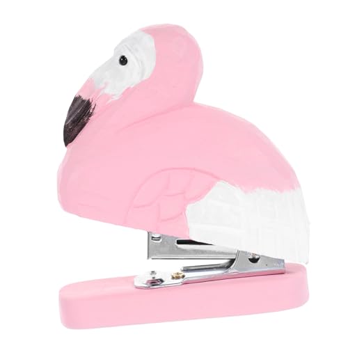 COOPHYA Flamingo Hefter Mini Hefter Lustiges Büro Schreibtisch Zubehör Figur Hefter Schulhefter Kleiner Hefter Schreibtisch Organizer Holzhefter Flamingo Bürohefter Rosa Metall von COOPHYA