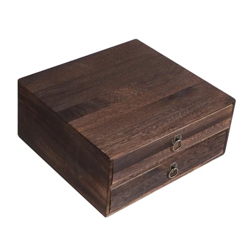 COOPHYA Massive Holz-schubladenbox mit Kompakter Schreibtisch Organizer aus Natürlichem Holz Multifunktionale Aufbewahrungsbox für Büro Wohnzimmer und Kosmetik Platzsparend und Dekorativ von COOPHYA