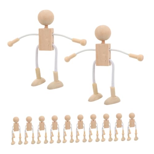 Unvollendete Holzpuppen zum Bemalen Teiliges für Diy Kunsthandwerk Dekofiguren für Zuhause Sichere Holzfiguren für Vielseitig Einsetzbar Klassenzimmern von COOPHYA