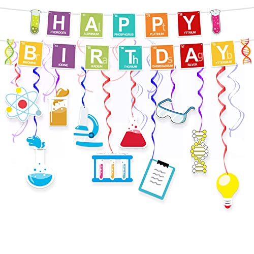 COOSOAR Happy Birthday Banner Hintergrund Periodensystem Chemie Thema Dekoration Dekor für Schule Wissenschaft Labor Wissenschaft Klassenzimmer Junge Mädchen Kind Geburtstag Party Babyparty von COOSOAR