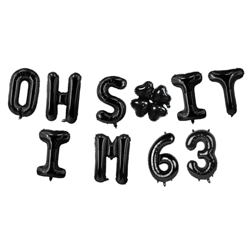 Latex-Luftballons mit Aufschrift "Oh I'm 63!", 40,6 cm, Schwarz Latex-Luftballons mit Aufschrift "Oh I'm 63!", 40,6 cm, Schwarz von COOSOAR