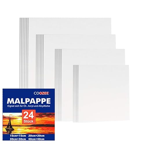 COOZEE 24 Stück Canvas Set- Leinwände zum Malen 15x15,20x20,30x30,40x40cm, 100% Säurefreie Baumwolle Gemälde auf Leinwand Set für,Acrylmalerei, Ölgemälde, Aquarell - und Gouache COOZEE 24 Stück Canvas Set- Leinwände zum Malen 15x15,20x20,30x30,40x40cm, 100% Säurefreie Baumwolle Gemälde auf Leinwand Set für,Acrylmalerei, Ölgemälde, Aquarell - und Gouache von COOZEE