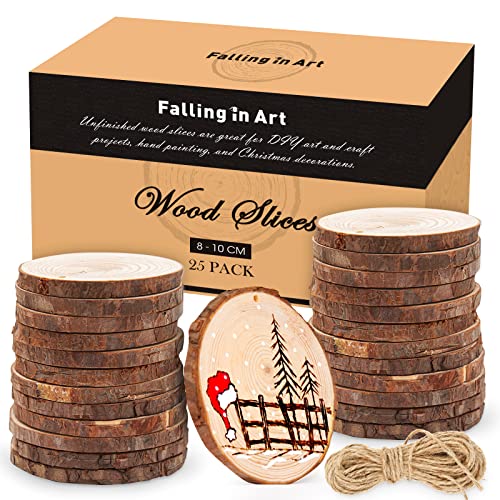 COOZEE 25 Stücke Unbehandeltes Baumscheiben, 8-10 CM Holzscheiben und Natürliche Jute Seil für DIY Handwerk Holz-Scheiben Hochzeit Mittelstücke Weihnachten Dekoration Baumscheibe COOZEE 25 Stücke Unbehandeltes Baumscheiben, 8-10 CM Holzscheiben und Natürliche Jute Seil für DIY Handwerk Holz-Scheiben Hochzeit Mittelstücke Weihnachten Dekoration Baumscheibe von COOZEE